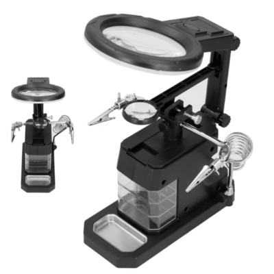 Station Troisième Main de Soudure avec Loupe Lumineuse LED TE-803
