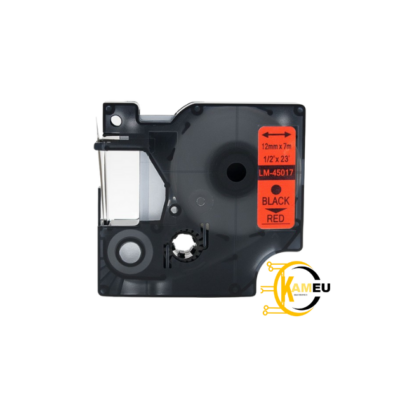 Ruban compatible Dymo D1 noir sur rouge (45017) - 12 mm*7m