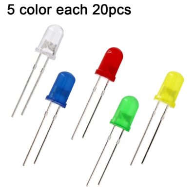Éclairage LED à 5 couleurs, 5mm, 100 pièces